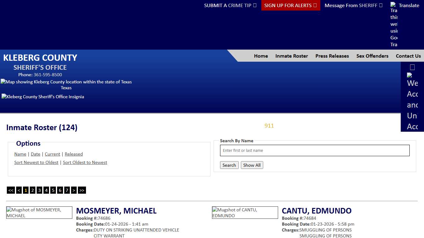 Inmate Roster - Current Inmates Booking Date Descending - Kleberg County Sheriff