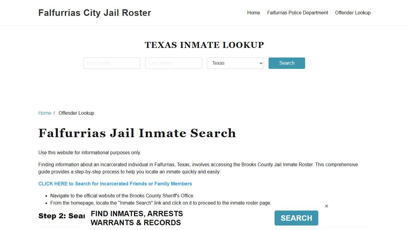 Falfurrias, TX Detainee Lookup